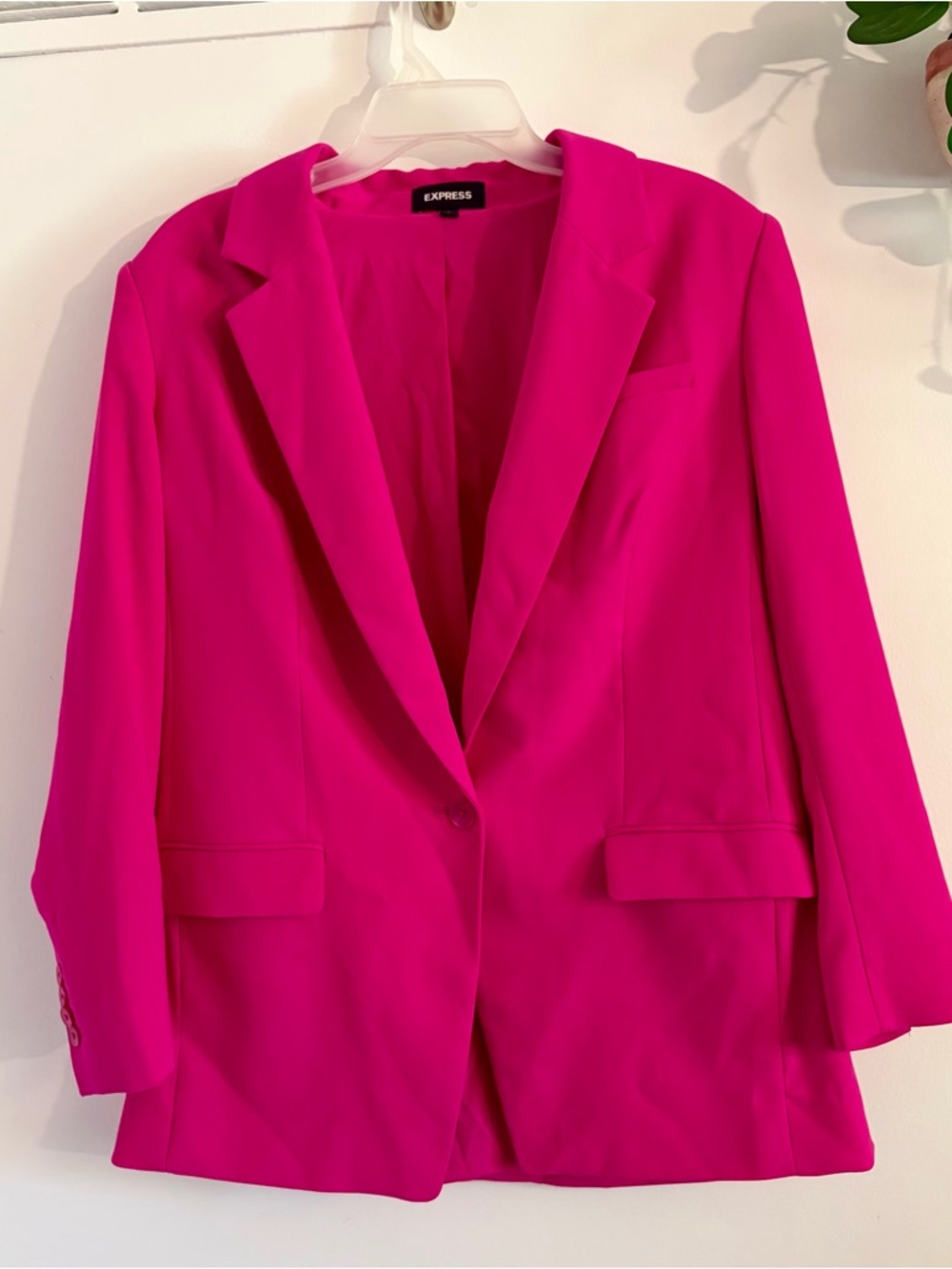 Express Women's Hot Pink Single-Button Oversized Blazer